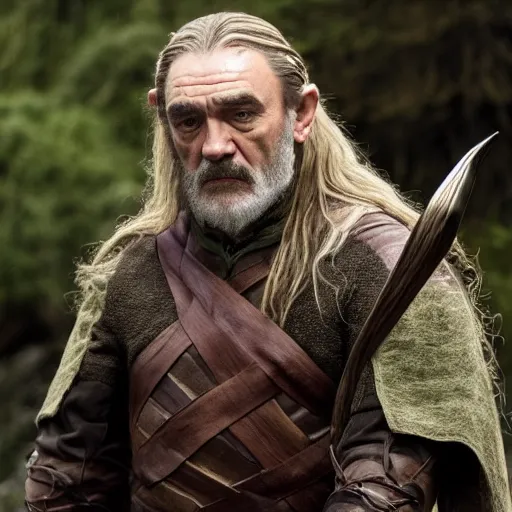 Image similar to John Rhys-Davies as Legolas