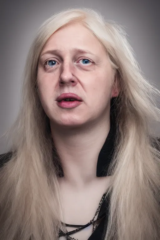 Image similar to female boris johnson with very long hair, as a transgender woman, photographed, portrait, photographic, hdr, 4 k