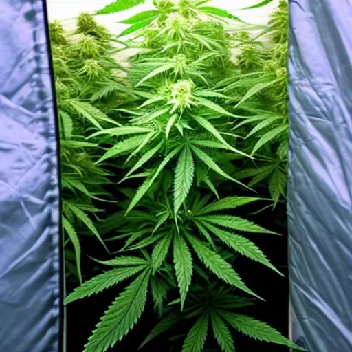Image similar to picture of marijuana plant taken inside grow tent,