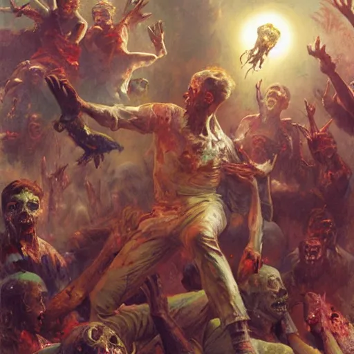 Prompt: 2 1 savage as zombies in heaven by gaston bussiere, craig mullins, j. c. leyendecker