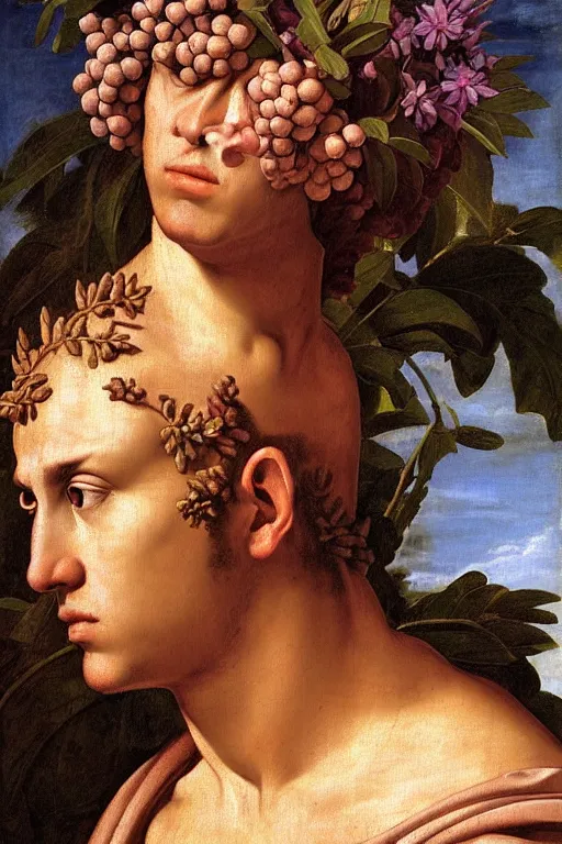 Image similar to renaissance painting of spartan, portrait, face closeup, emotions closeup, dressed in spartan armour, the beautiful garden with liliac bush everywhere, ultra detailed, art by guido reni style, vincenzo catena style