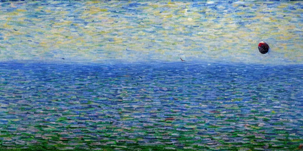 Image similar to Landing of a Falcon 9 in the style of Monet