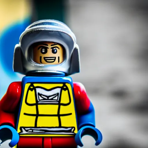 Image similar to closeup shot of lego astronaut that looks kind of like 2 1 savage ( eos 5 ds r, iso 1 0 0, f / 8, 1 / 1 2 5, 8 4 mm, postprocessed, bokeh )