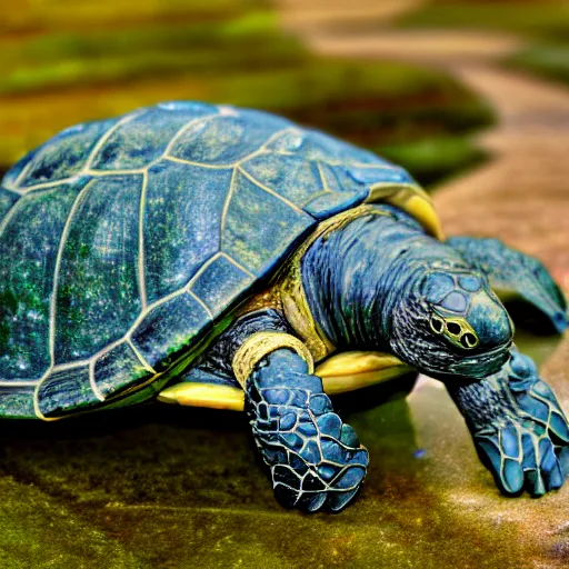 Prompt: turtle made by studio ghibli, digital art, soft focus, depth of field, hdr, serene