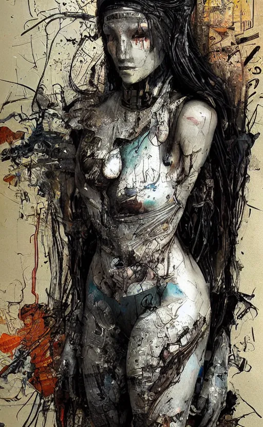 Image similar to beautiful woman made of mech mask rendered in unreal engine, cyberpunk, full body, rave, scifi, painted by albrecht durer | bernard buffet | carne griffiths | wlop