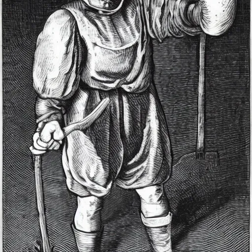 Image similar to a medieval peasant wearing boxing gloves ready to fight