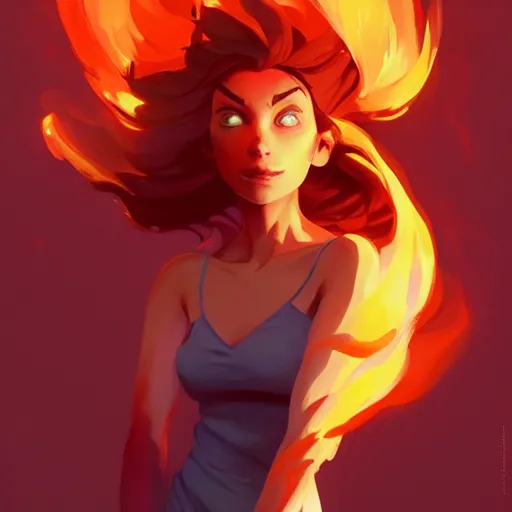 Image similar to woman with fire as her hair, behance hd by jesper ejsing, by rhads, makoto shinkai and lois van baarle, ilya kuvshinov, rossdraws global illumination