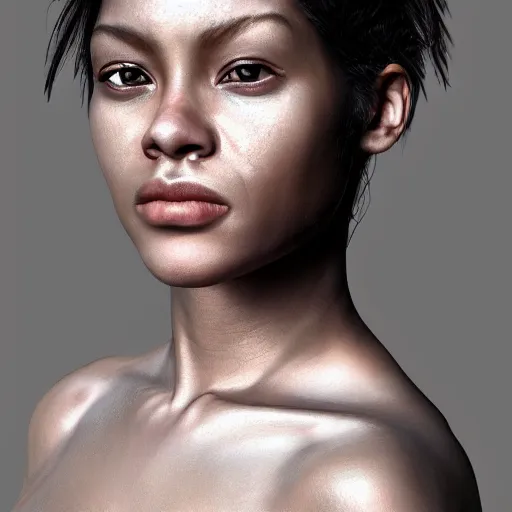 Image similar to hyperrealistic portrait of beautiful, mixed race woman, aged 3 5, photo realistic, dynamic lighting, artstation, very detailed face, 4 k, award winning