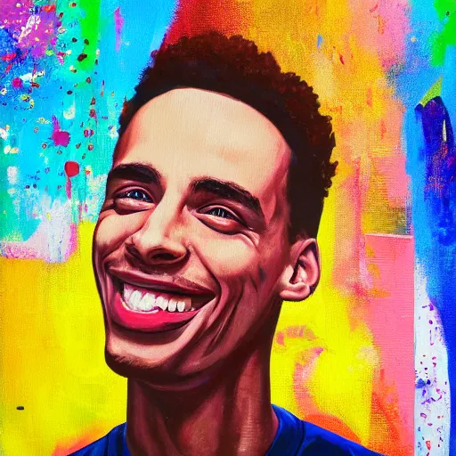 Image similar to rapper logic very big smile, painting
