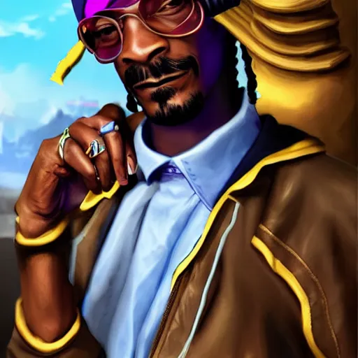 Prompt: Snoop Dogg as a character in the game League of Legends, with a background based on the game League of Legends, detailed face