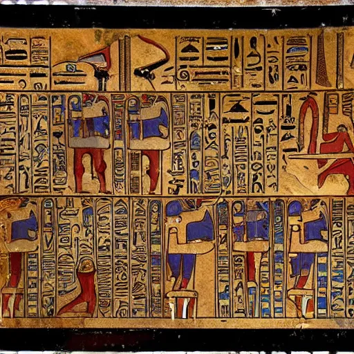 Prompt: an ancient egyptian hieroglyphic tablet depicting a gundam in space by moebius