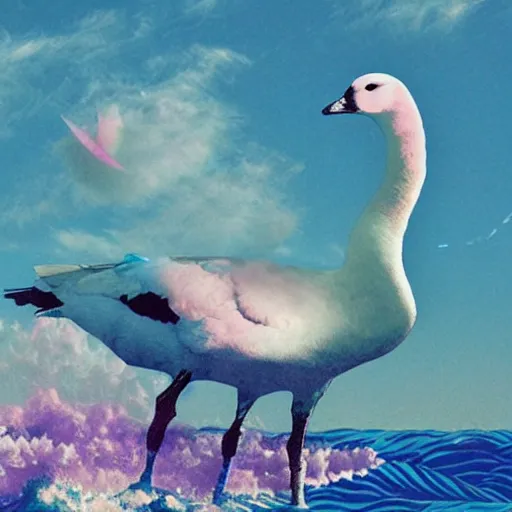 Image similar to vaporwave goose