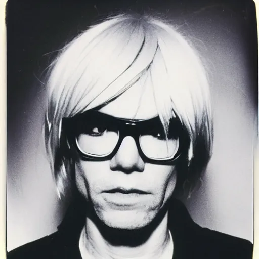 Image similar to Polaroid Portrait of Andy Warhol doing anime cosplay, taken in the 1970s, photo taken on a 1970s polaroid camera, grainy, real life, hyperrealistic, ultra realistic, realistic, highly detailed, epic, HD quality, 8k resolution, body and headshot, film still, front facing, front view, headshot and bodyshot, detailed face, very detailed face