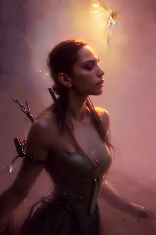 Image similar to cinematic shot of an epic portrait of a fairy dressed in military clothes, shiny skin, beautiful eyes, beautiful, small details, night setting, realistic poster with volumetric light from craig mallism, artgerm, jeremy lipkin and michael garmash, unreal engine, radiant light, detailed and complex environment, digital art, trends at art station, a masterpiece