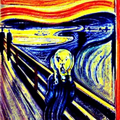 Image similar to the scream by Edward munch, opossum!!!! man