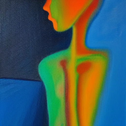 Image similar to abstract illustration of mental illness, oil painting on canvas, isolation, loneliness