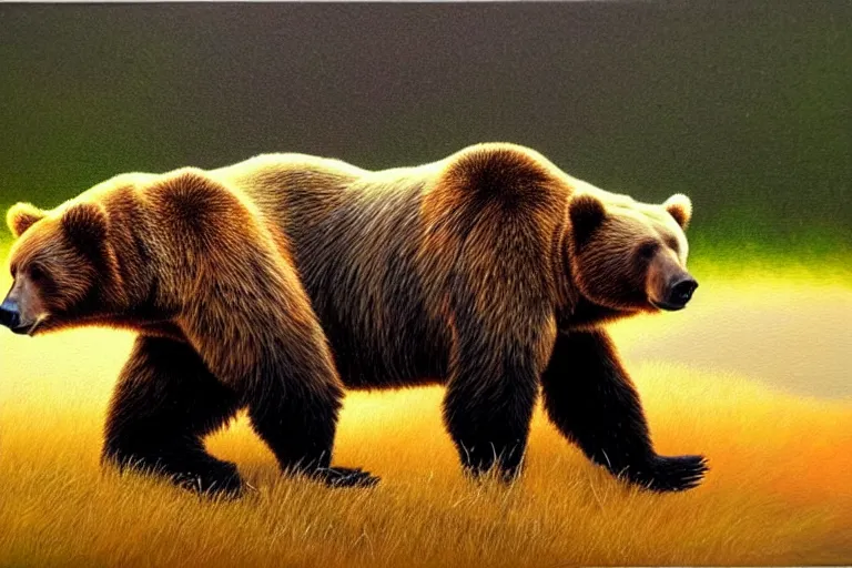 Image similar to bear, fantasy, painting, ultra realistic!!!, clear weather, golden hour, sharp focus
