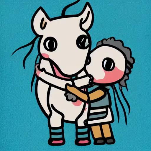 Image similar to horse hugging an astronaut