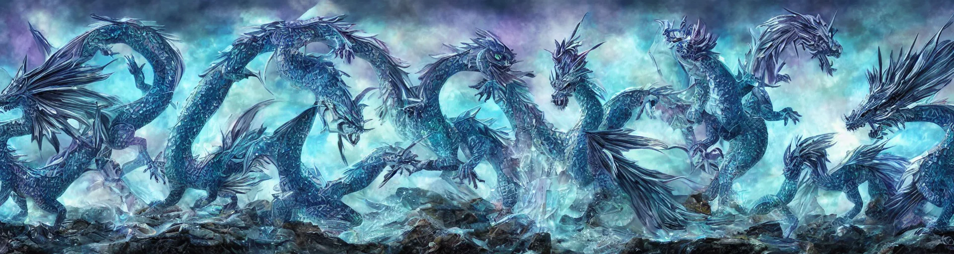 Prompt: crystalline dragons by carl critchlow