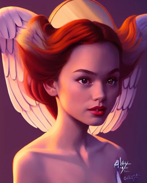 Prompt: 3 / 4 longshot of portrait of powerful cute disney girl with wings, digital painting, artstation, concept art, smooth, sharp focus, illustration, disney, symmetry face, fine details. art by alex ross, brittney lee