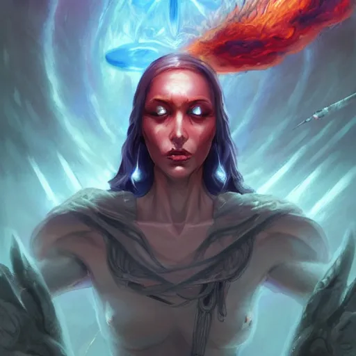 Image similar to paralyzed possessed by the deceased, the all seeing eye in the forehead of reality, a fire of a million guns, the mother of a millions sounds, god emperor of civilization illustration trending on artstation, anime. by peter mohrbacher and artgerm and greg rutkowski and ilya kuvshinov. high quality, stunning, intricate detailed landscape. 8 k