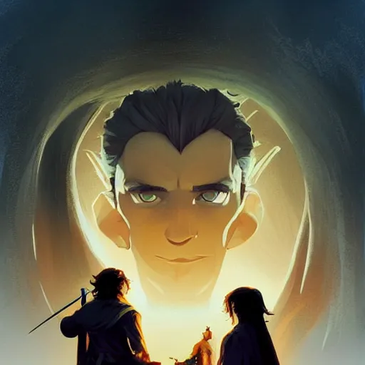 Image similar to face icon stylized minimalist the lord of the rings : the fellowship of the ring 2 0 0 1, loftis, cory behance hd by jesper ejsing, by rhads, makoto shinkai and lois van baarle, ilya kuvshinov, rossdraws global illumination