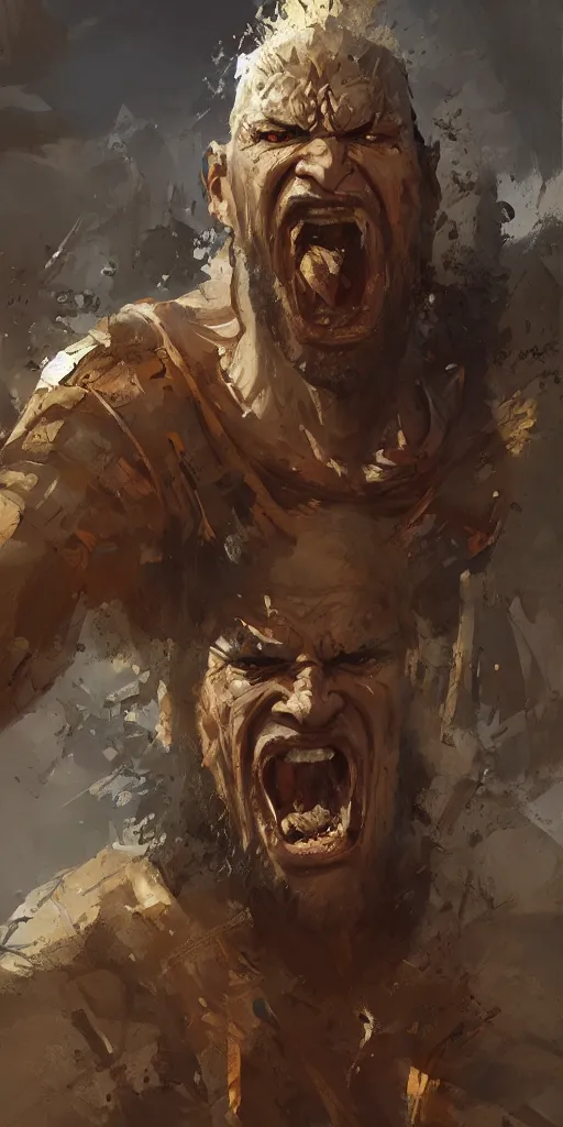 Image similar to Concept art Portrait of the ancient historical biblical SNARLING ANGRYING YELLING, jealous king Saul of Israel by craig mullins and marc simonetti, ARTSTATION, cgsociety, polycount, character design, CINEMATIC, AWE INSPIRING, BEAUTIFUL, ART GERM