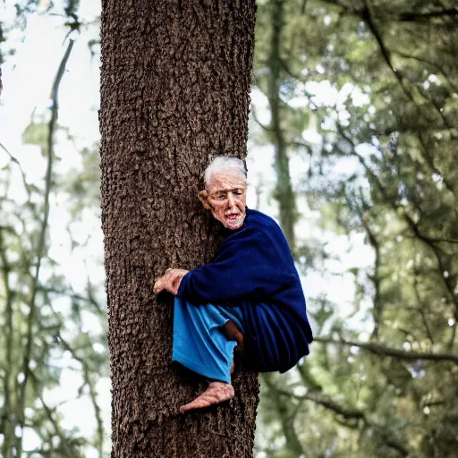 Image similar to an elderly man stuck in a tree, canon eos r 3, f / 1. 4, iso 2 0 0, 1 / 1 6 0 s, 8 k, raw, unedited, symmetrical balance, in - frame