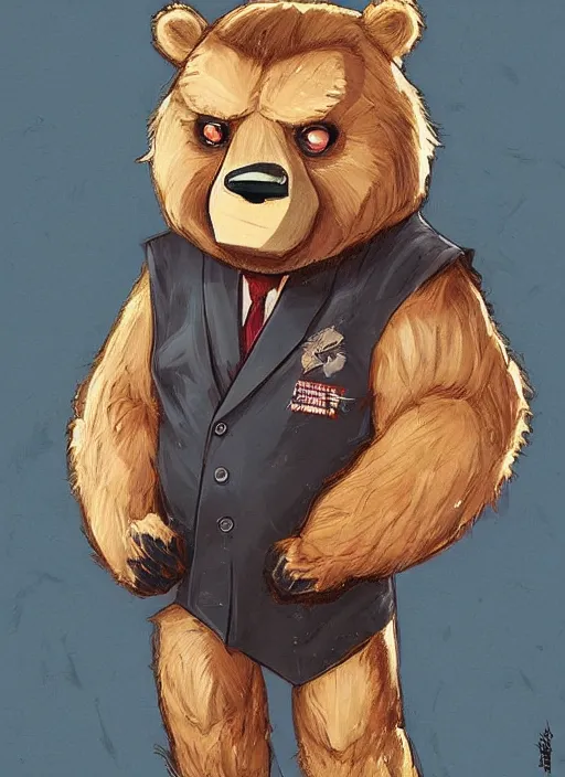 Image similar to donald trump in a bear fursona suit, by artgerm, by mucha, by greg rutkowski