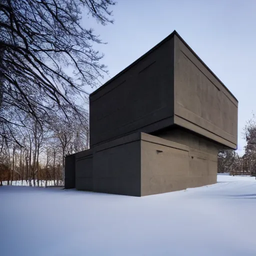 Image similar to brutalist modern house in winter