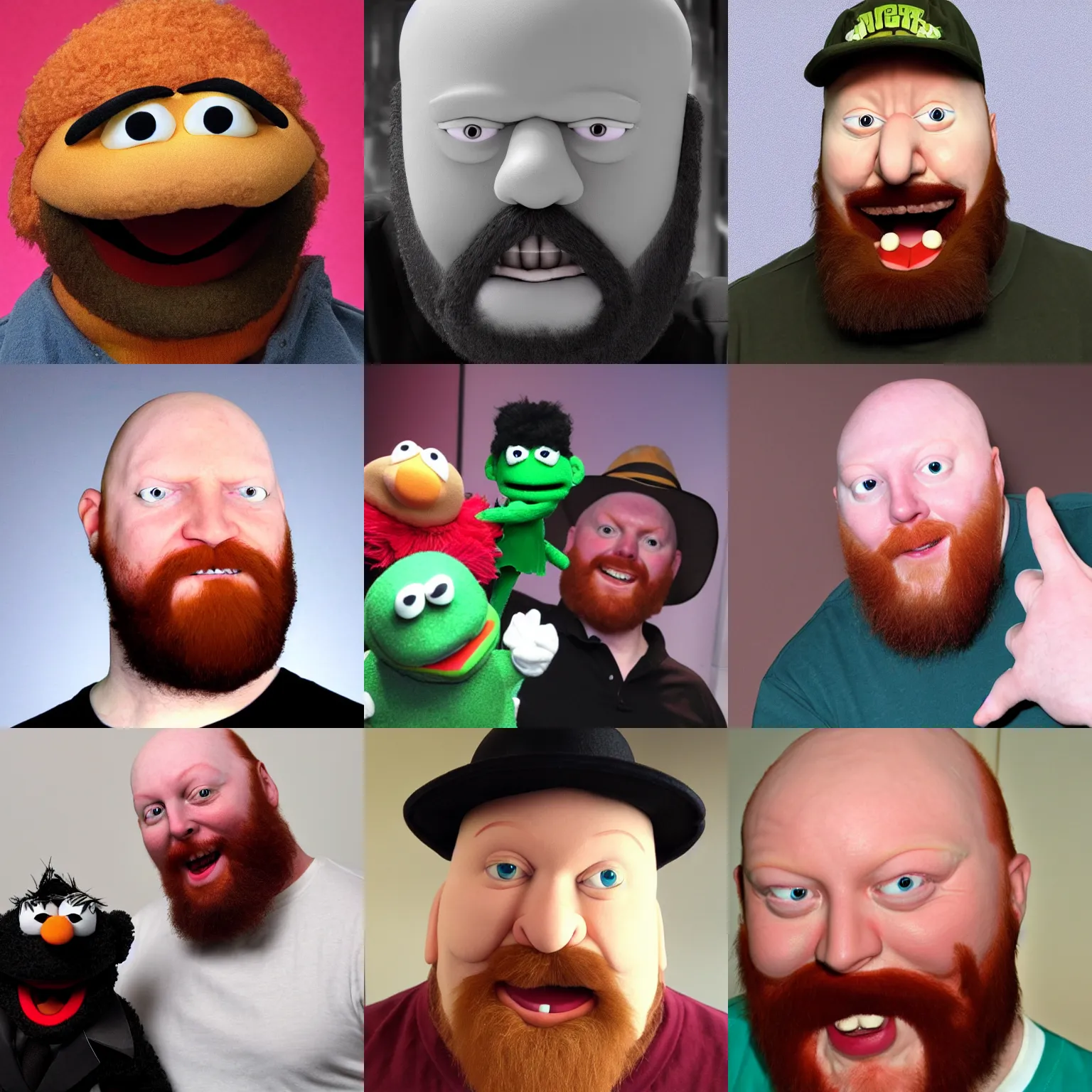 Prompt: angriestpat as a muppet