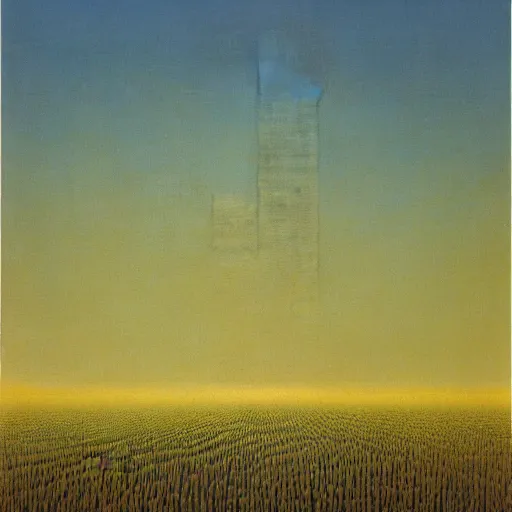 Prompt: tall boxes lined up across the horizon next to each other, zdzislaw beksinski