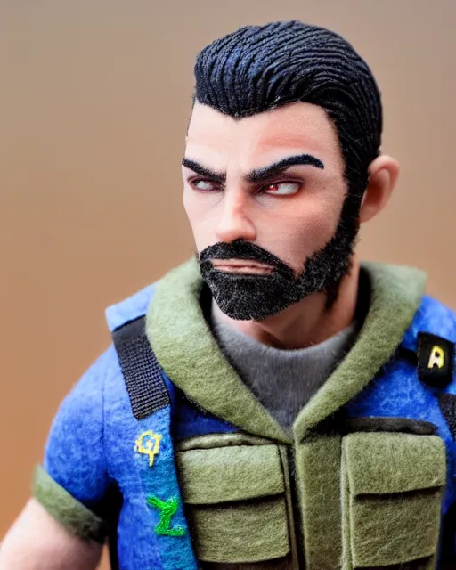 Image similar to twitch streamer adin ross as a action figure. highly detailed felt. hyper real photo. 4 k.