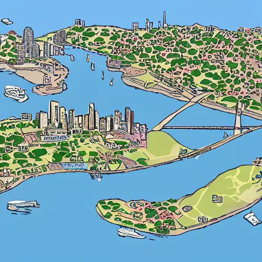 Image similar to Sydney as a GTA map