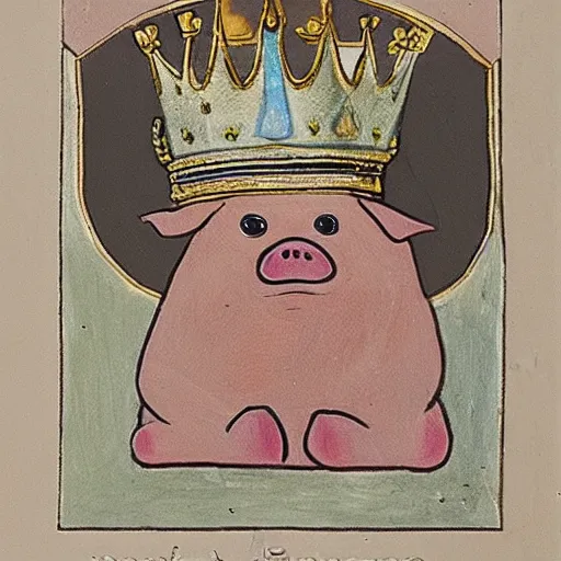 Image similar to pig depicted as a king wearing a crown