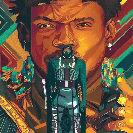 Image similar to a matte painting of killmonger, drip, diamonds shining, stylish, by sachin teng