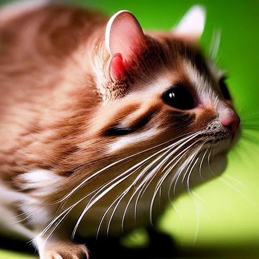 Prompt: a feline cat - hamster - hybrid reptile. animal photography,