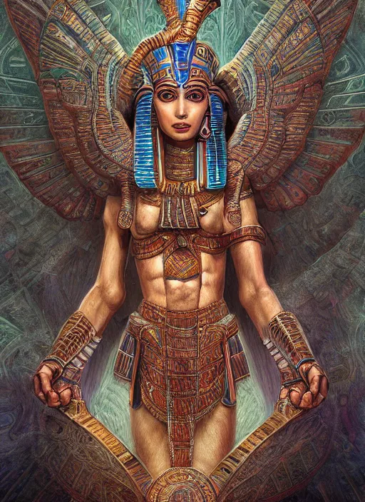 Prompt: Egyptian God of Dreams, fantasycore, intricate, ornate, highly detailed, digital painting, 4k, HDR, concept art, smooth, sharp focus, illustration, art by dan witz,artgerm, Eldritch