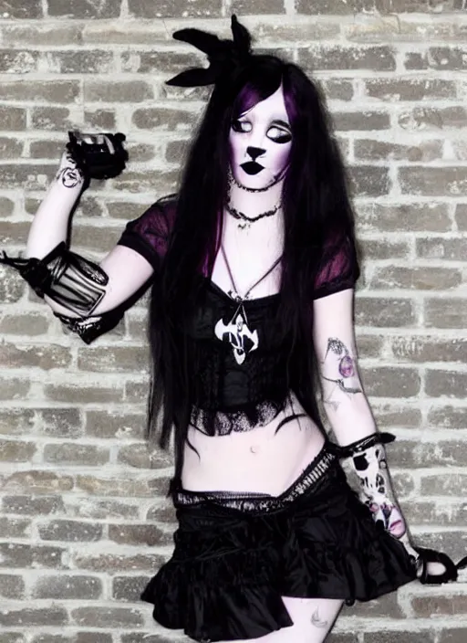 photo of young cute goth girl, punk, hyper detailed h