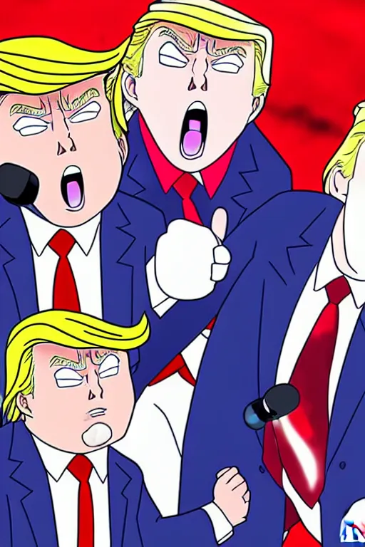 Prompt: Donald Trump in an anime fight, highly detailed