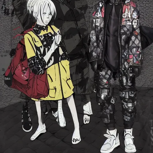 Prompt: balenciaga campaign in the style of dorohedoro