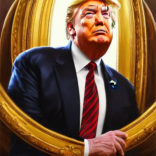 Image similar to epic portrait of donald trump, detailed, digital painting, artstation, concept art, donato giancola, joseph christian leyendecker, wlop, boris vallejo, breathtaking, high details, extremely detailed, sincere face, establishing shot, artistic, hyper realistic, beautiful face, octane render