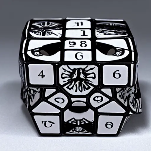 Prompt: a skull shaped rubik's cube