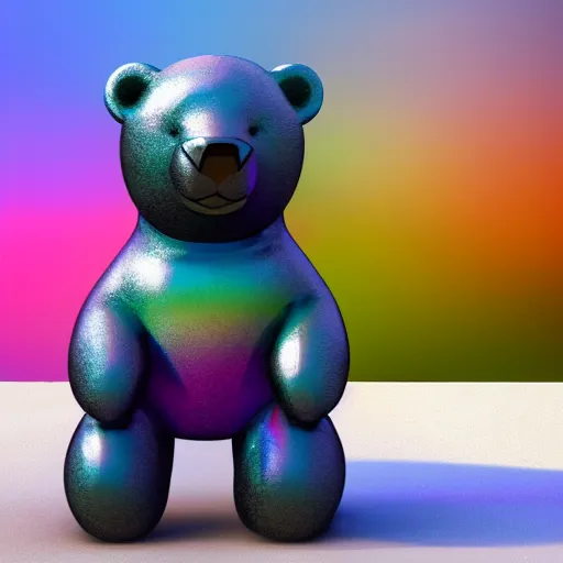 Image similar to multicolored crystal bear statue, magical, light background, 8 k, unreal engine, octane render, hyperrealistic, rim light