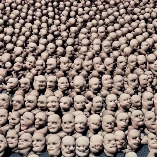 Image similar to a mutant baby with 1 0, 0 0 0 heads