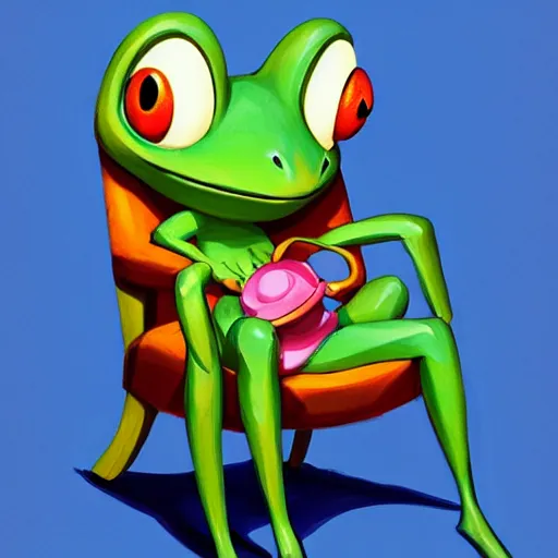 Prompt: froggy chair, chair frog, frog chair, cute, animal crossing, official fanart behance hd artstation by Jesper Ejsing, by RHADS, Makoto Shinkai and Lois van baarle, ilya kuvshinov, rossdraws