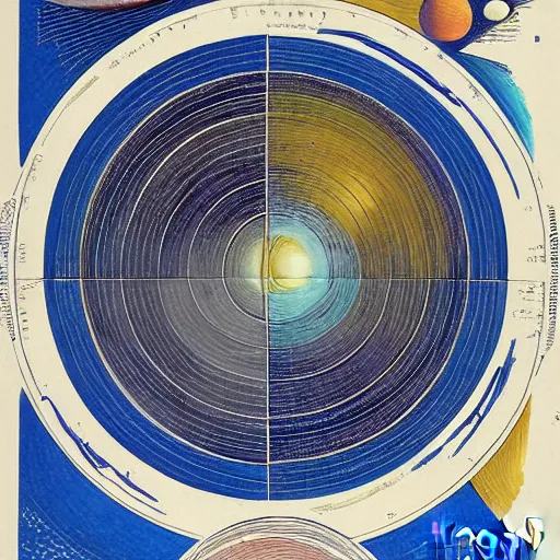 Prompt: color poster of the solar system by adolphe millot