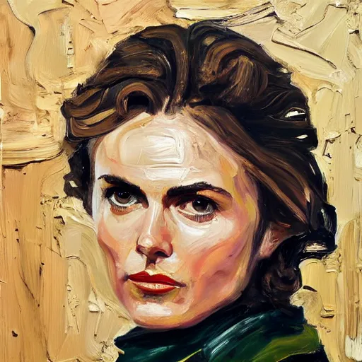 Image similar to of keri russell painted in the style of lucien freud later period with thick impasto oil paint