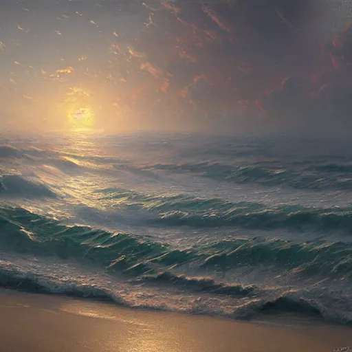 Prompt: ocean by thomas kinkade and greg rutkowski