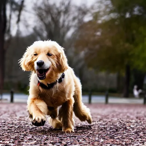 Image similar to a photograph of a dog playing in the park, hyperrealism, photo realistic, canon pro